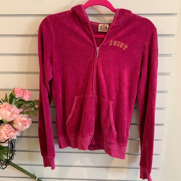 Juicy Couture terry cloth zip up raspberry color - Picture 9 of 13